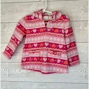 Jumping Beans pink fleece hearts pullover hoodie Size 18 months